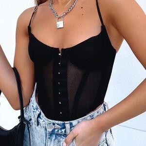 Elegant Black Mesh Women's Top